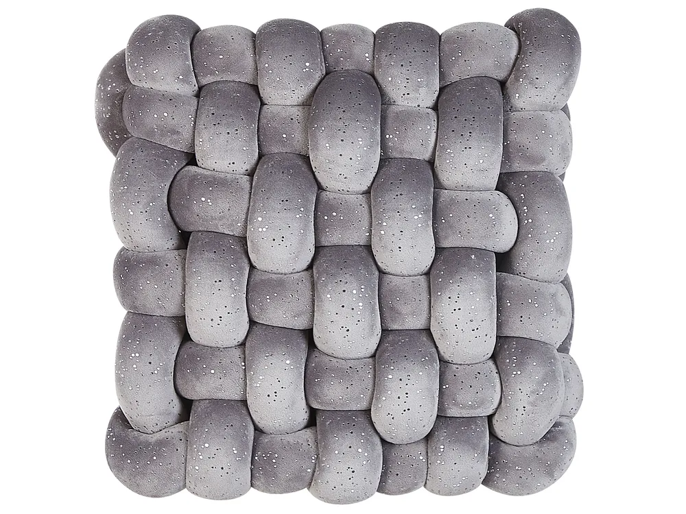 Throw Cushion SIRALI 30 x 30 cm Velvet Grey Solid
