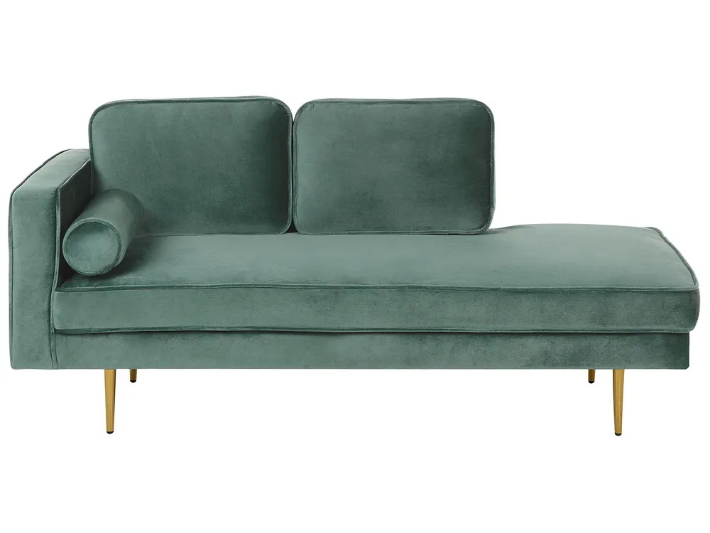 Chaise Longue In Velluto Beliani – Versione Destra – Colore Verde Acqua – Stile Glamour Con Cuscino Incluso - 6