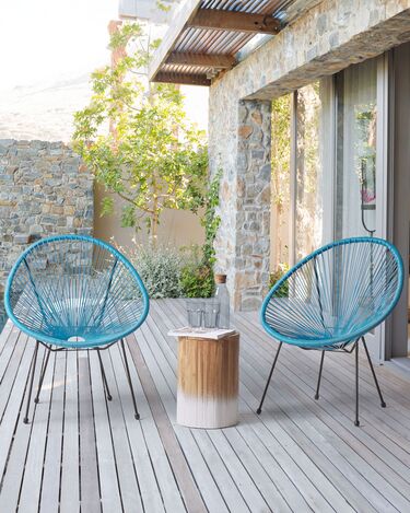 Set of 2 PE Rattan Accent Chairs Blue ACAPULCO II