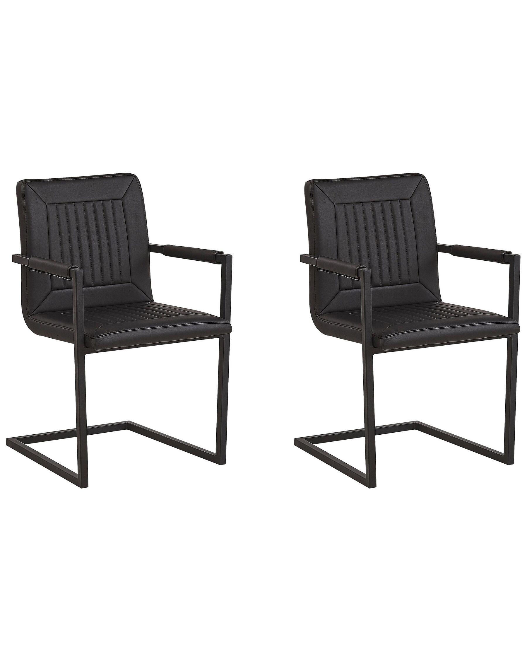 Lot de 2 chaises de salle à manger en cuir PU noir BRANDOL_790035