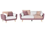 Living Room Set 4 Seater BOLGA Fabric Pink_1076173