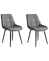 Set of 2 Dining Chairs MELROSE Faux Leather Grey