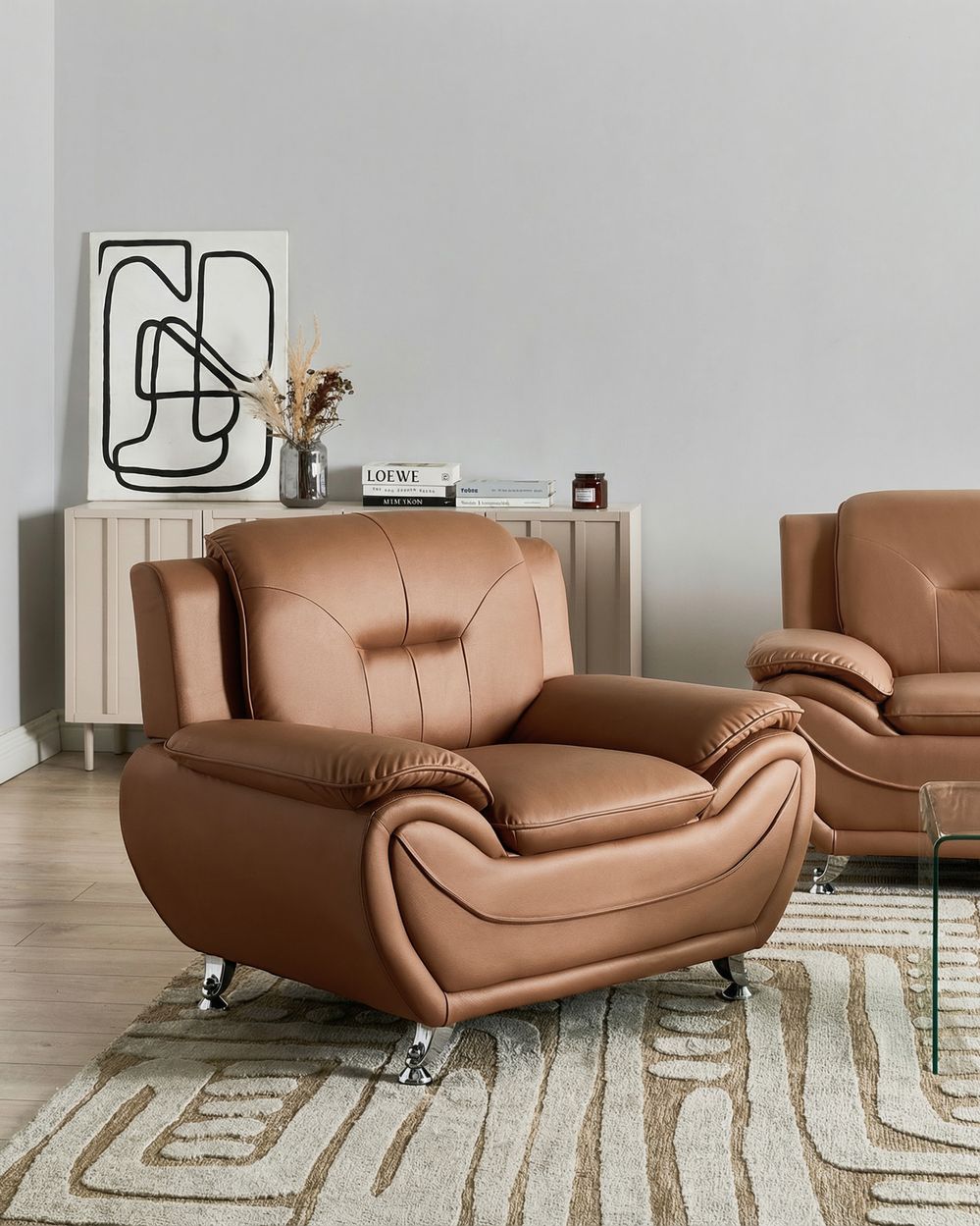 Armchair LEIRA Faux Leather Golden Brown