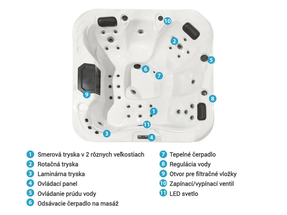 Záhradná vírivá vaňa s LED osvetlením LASTARRIA Biela_820189