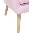 Poltrona velluto rosa e legno chiaro DRAMMEN_752781