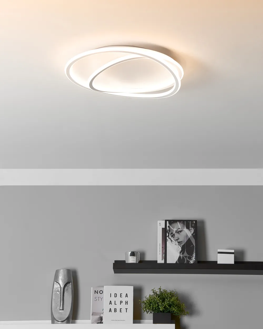LED Ceiling Lamp LEYLAN with Remote with Dimmer White