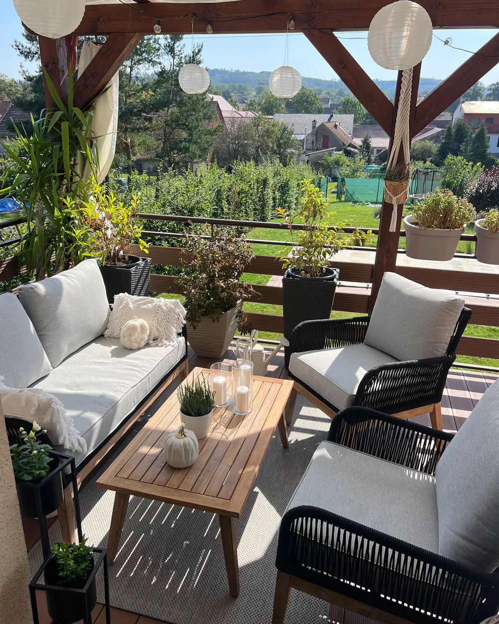 Set da giardino con tavolo 4 posti MERANO Legno d'acacia Grigio_977702