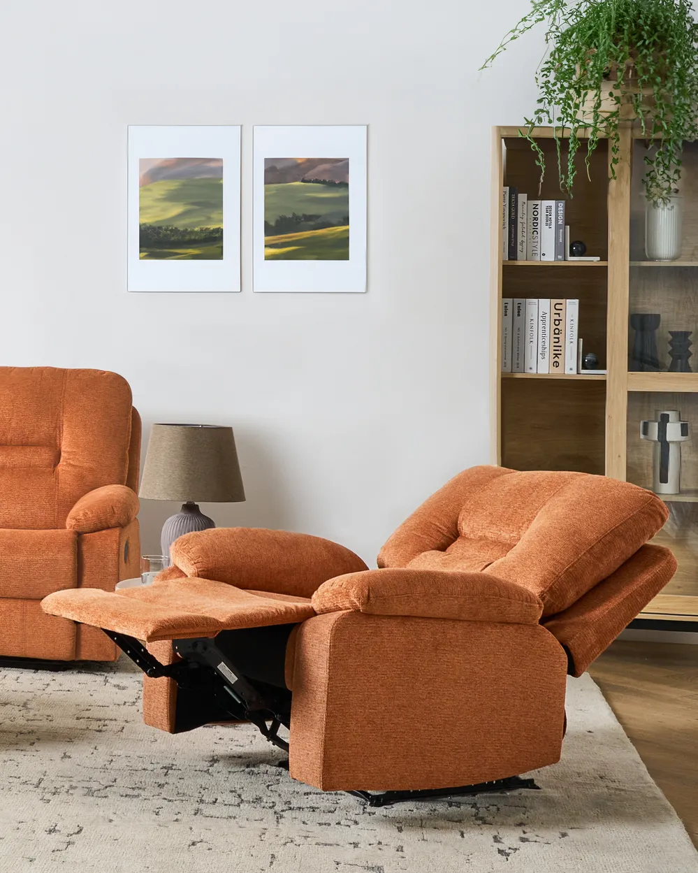 Recliner Chair BERGEN with Footrest Fabric Orange