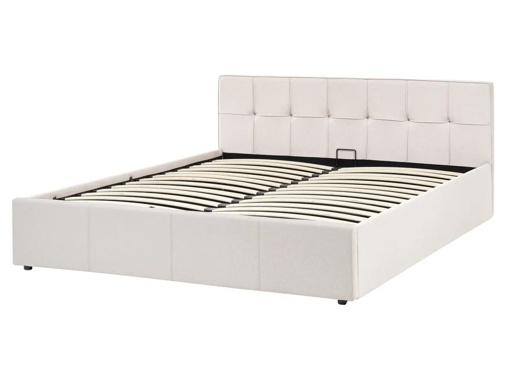 Bett mit Stauraum LAURESSES Stoff Hellbeige 160 x 200 cm_1153508