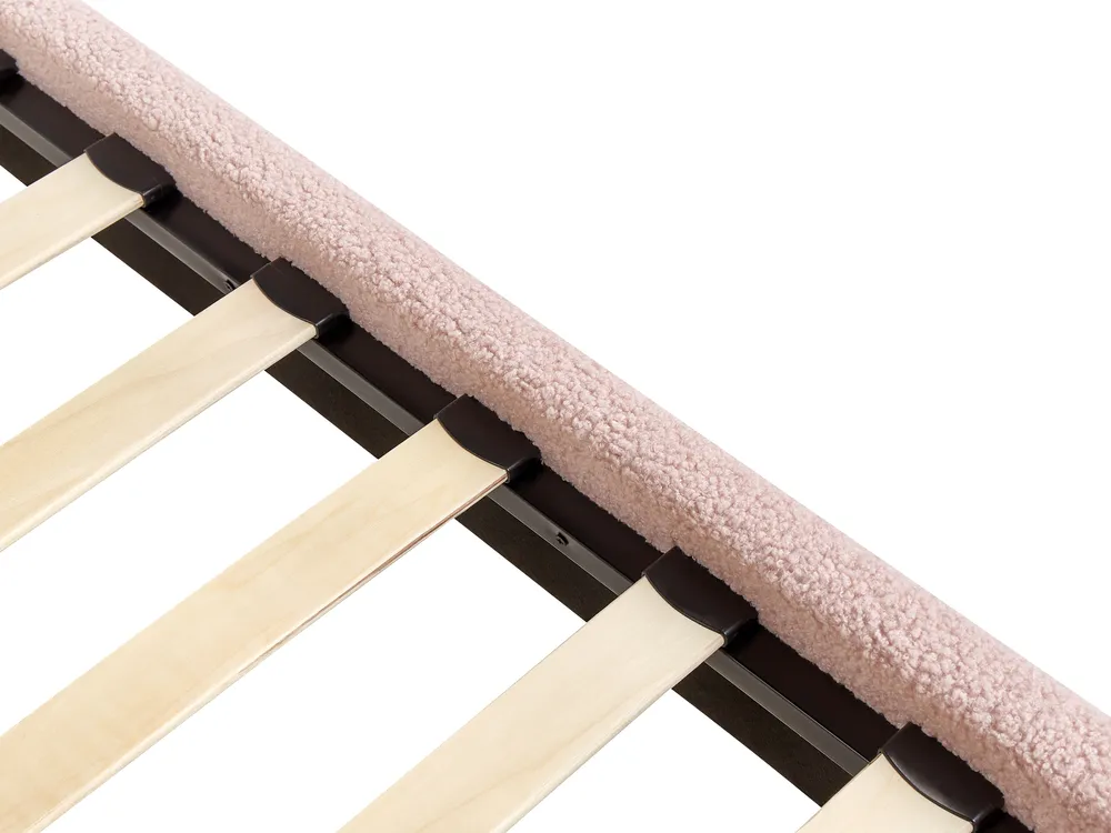 Bed without Headboard Boucle ROANNE 90 x 200 cm (EU Single) Pastel Pink_903073