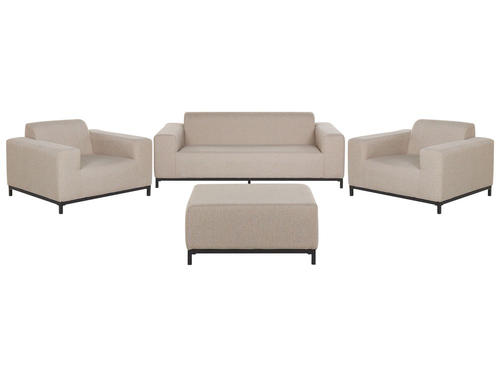Garden Lounge Set with Table 5 Seater ROVIGO Beige
