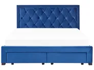Bed with Storage Drawers LIEVIN Velvet Navy Blue 180 x 200 cm (EU Super King)_858013