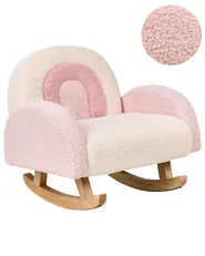 Kids Rocking Chair Rainbow OMBO Boucle Pastel Pink_977400