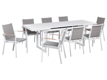 Gartenmöbel Set Aluminium weiß / grau 8-Sitzer VALCANETTO/BUSSETO