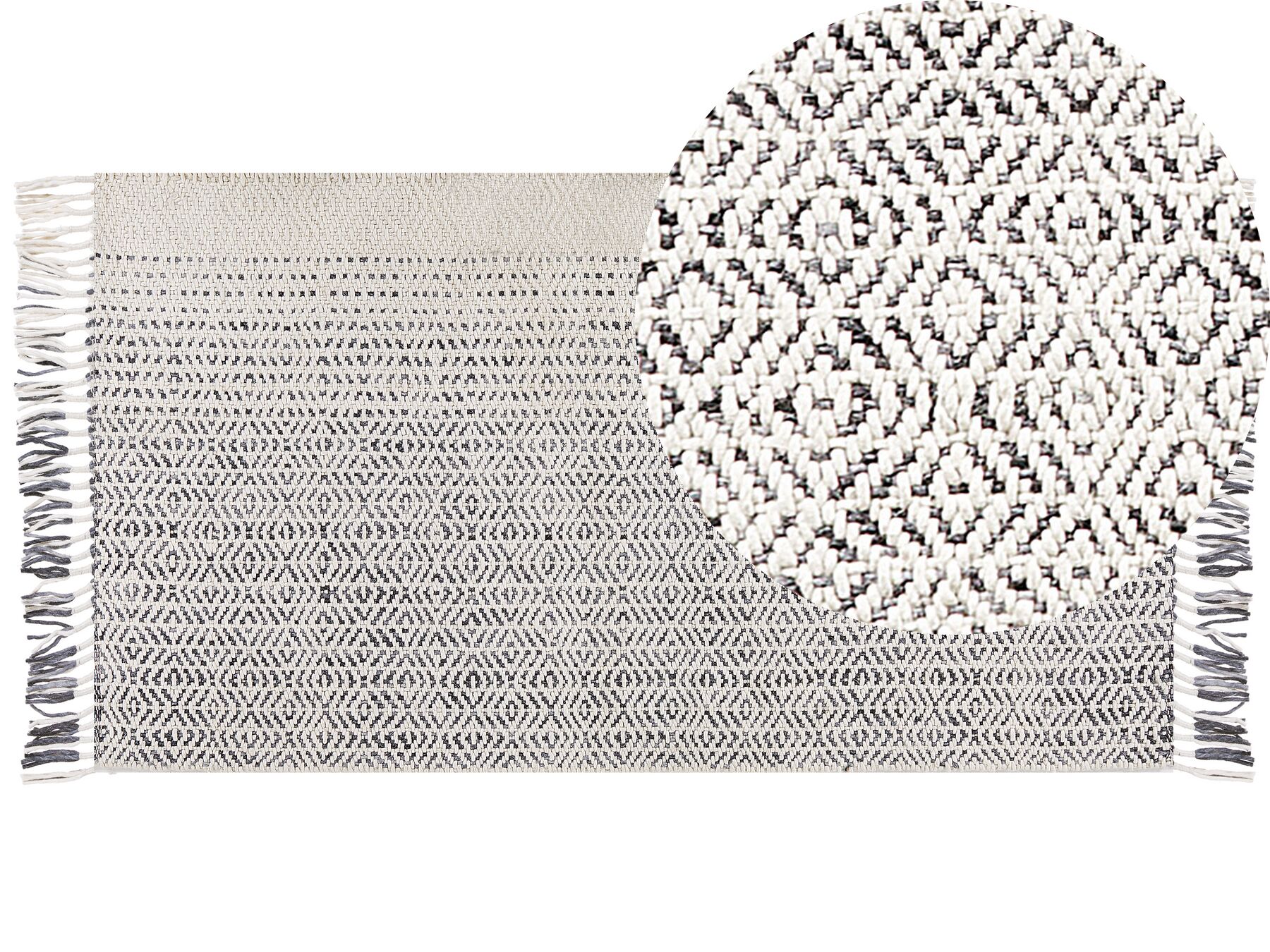 Vlněný koberec 80 x 150 cm bílý/šedý OMERLI_852618