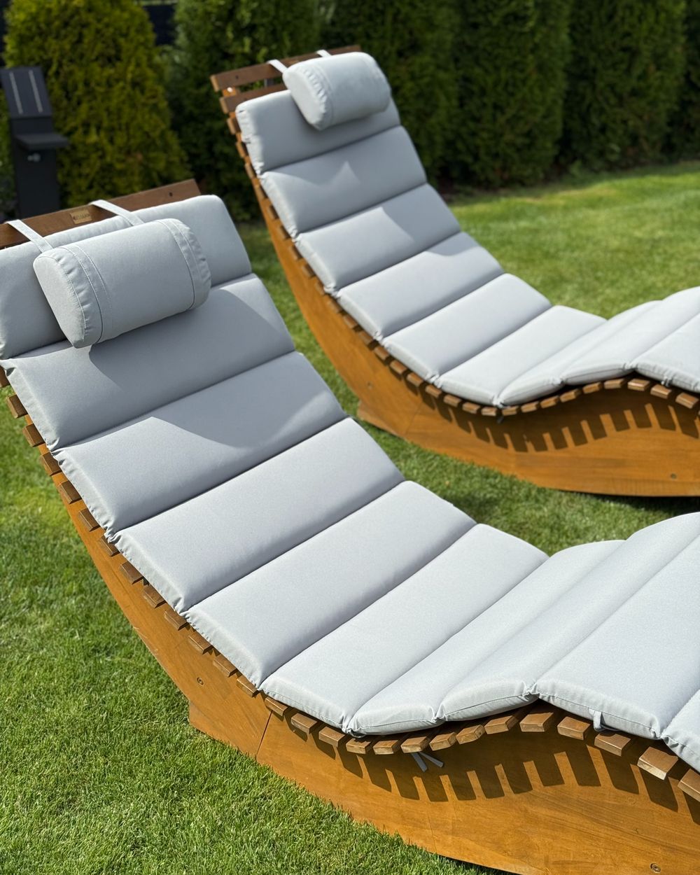 Wood Chair Pads Sun Lounger Cushion Grey Sun Lounger With Cushion