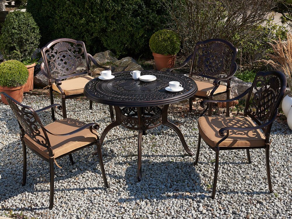 Mesa de jardín SALENTO 102 cm 102 cm Metal Marrón oscuro