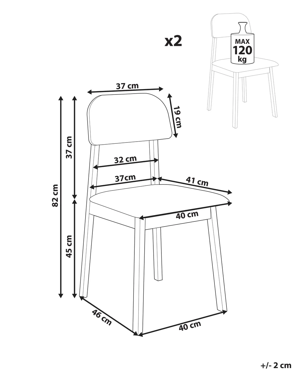Set di 2 sedie da pranzo SCANDIA Legno Tortora_945235