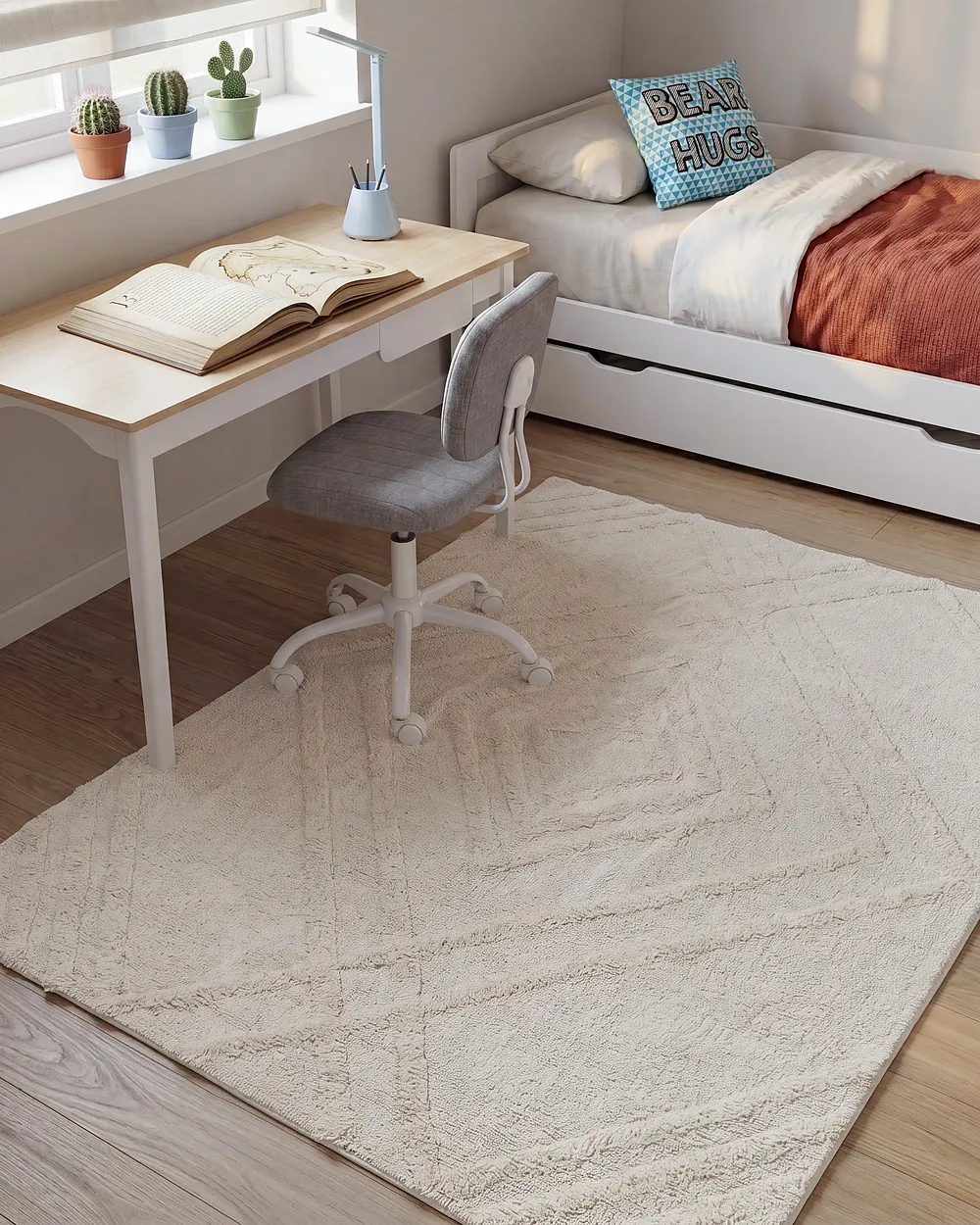 Kids Rug ZIRO  Light Beige 140 x 200 cm Cotton