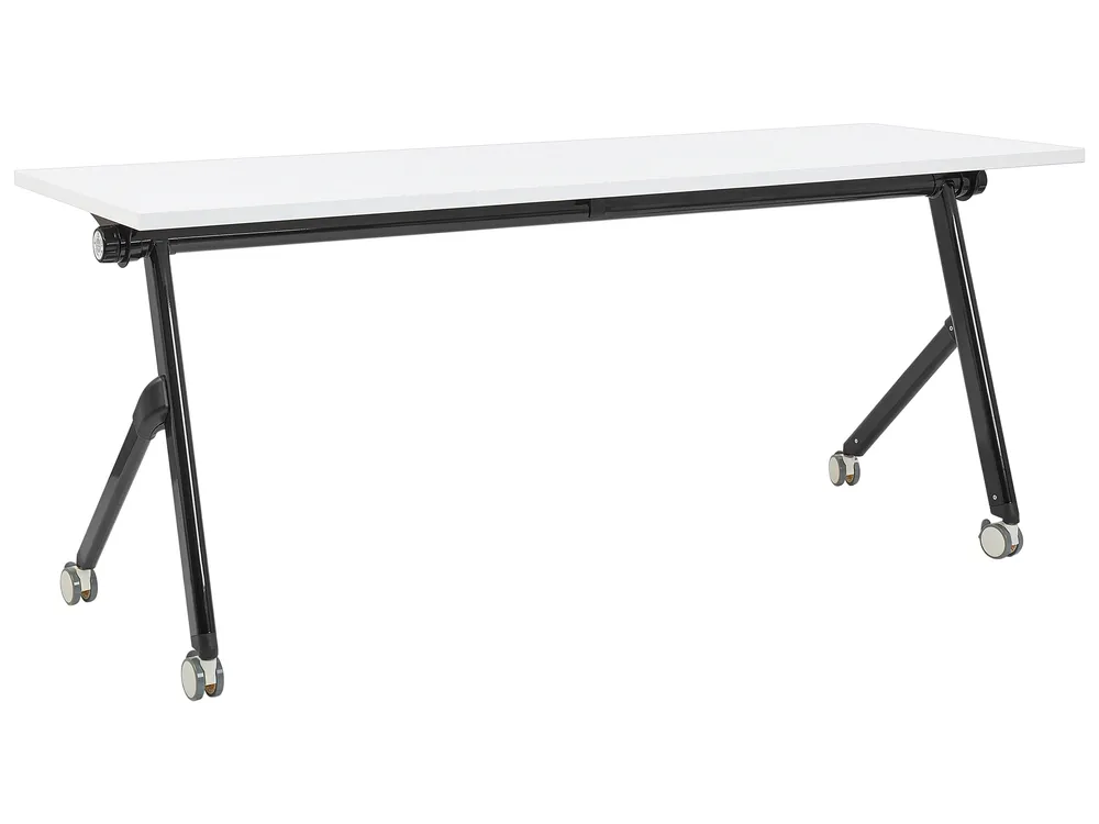 Foldable Office Desk BENDI 180 cm 60 cm with Wheels White