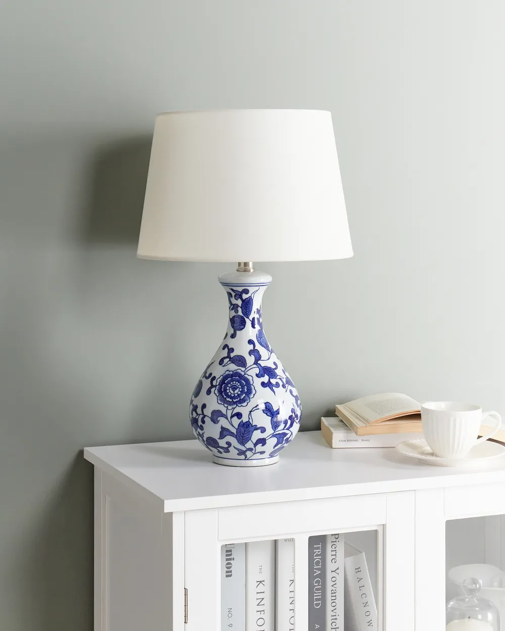 Table Lamp CARMEN Porcelain White/ Blue_961348
