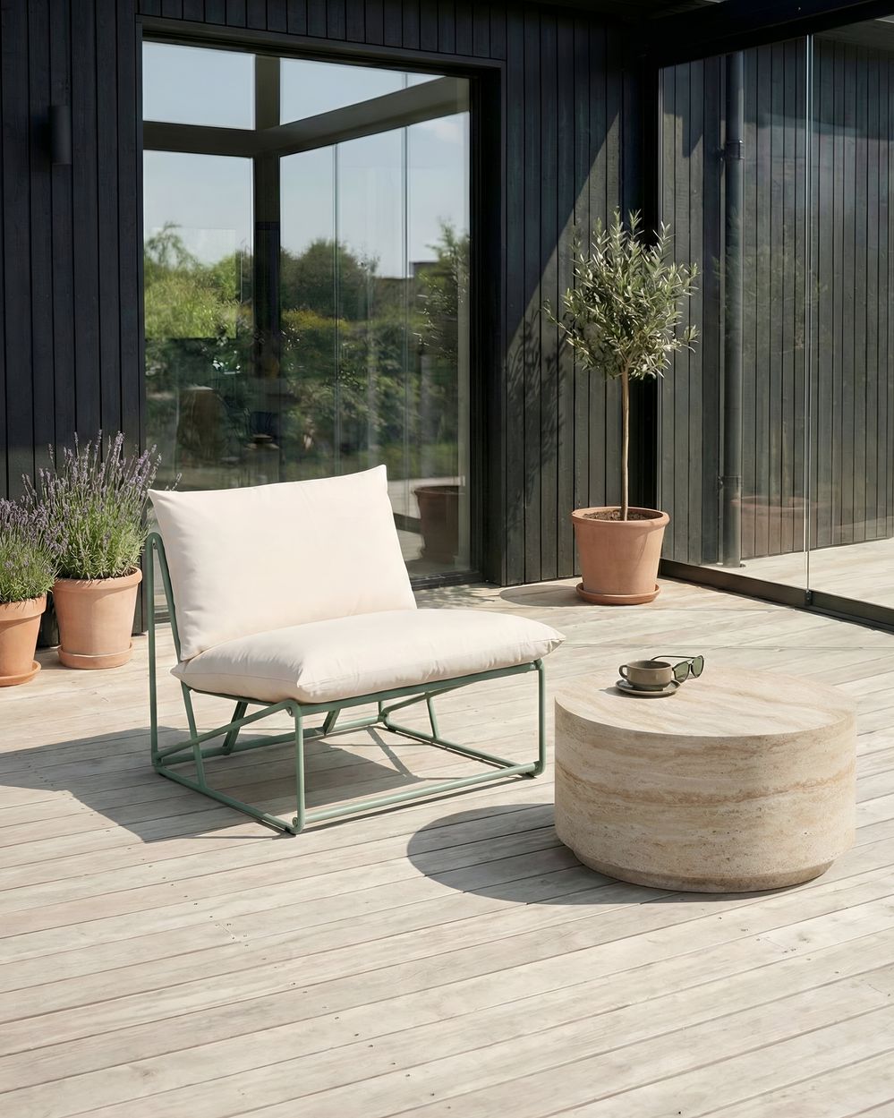 Chaise de jardin avec coussin PICO Métal Vert