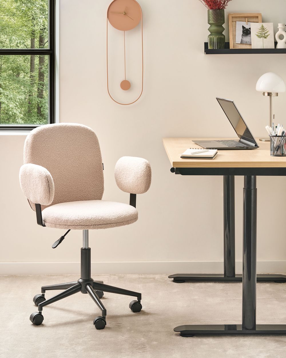 Sedia da scrivania MORAGA Bouclé Beige