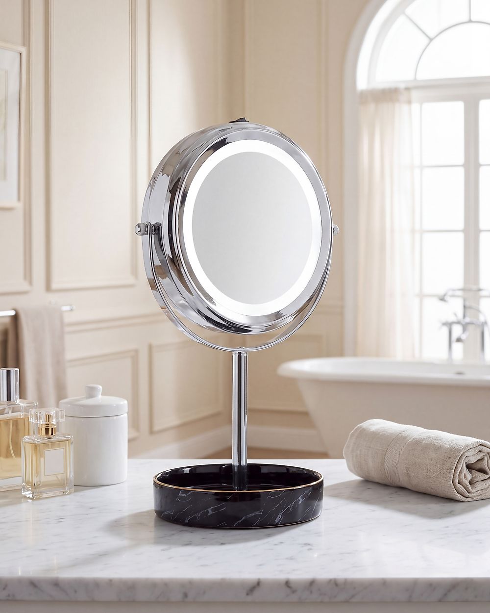 Makeup Mirror LED SAVOIE Black/ Silver