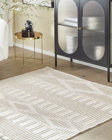 Teppe 200 x 200 cm ull lys beige LAPSEKI 