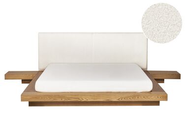 EU King Size Boucle Headboard Waterbed Light Wood ZEN