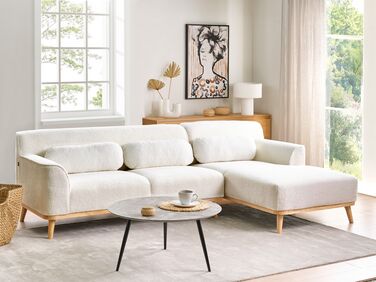 Left Hand Boucle Corner Sofa White SIMOS