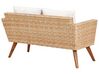 Lounge Set Rattan hellbraun 4-Sitzer Auflagen cremeweiß VITTORIA_930708