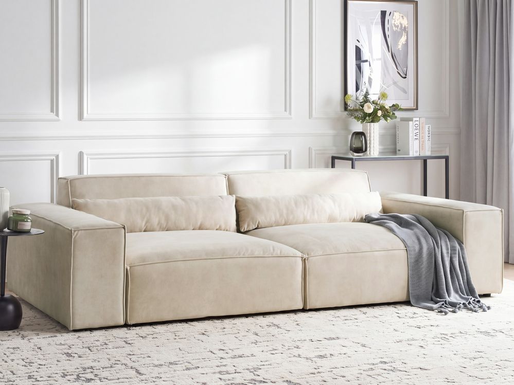 Sofá modular 2 plazas HELLNAR Terciopelo Beige claro