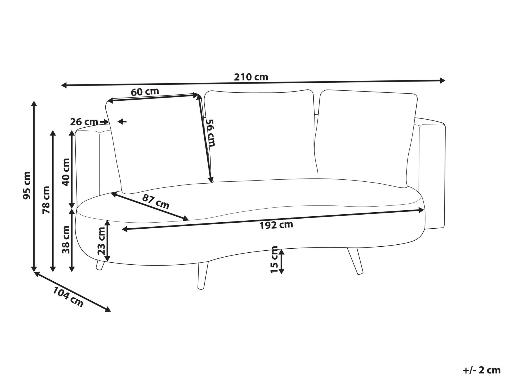 Garden Sofa 3 Seater PARORI Beige Right Hand_1015575