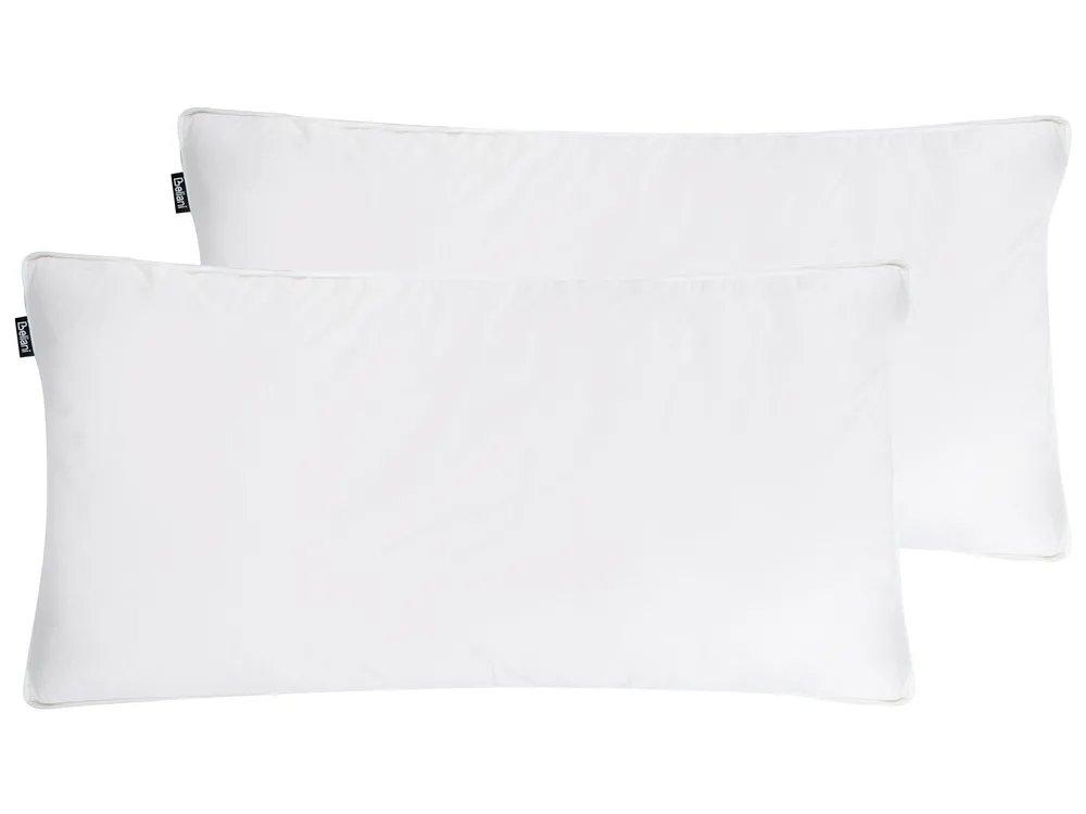 Zestaw 2 poduszek FELDBERG Wysoka 40 x 80 cm Kacze pióra i puch Biały