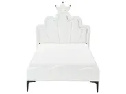 Cama infantil Coroa Veludo RUBIAN 90 x 200 cm Com luzes LED Branco_962145