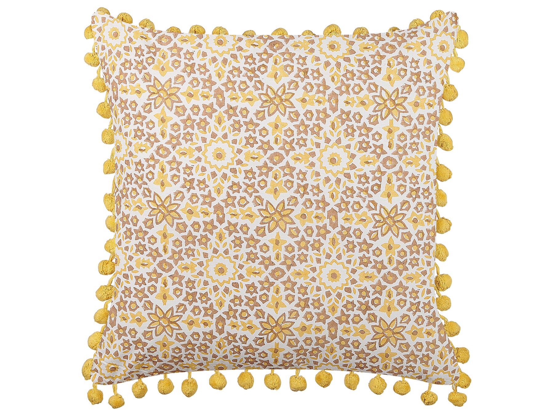 Bawełniana poduszka dekoracyjna w kwiaty wzór 45 x 45 cm żółta LYCROIS_838903