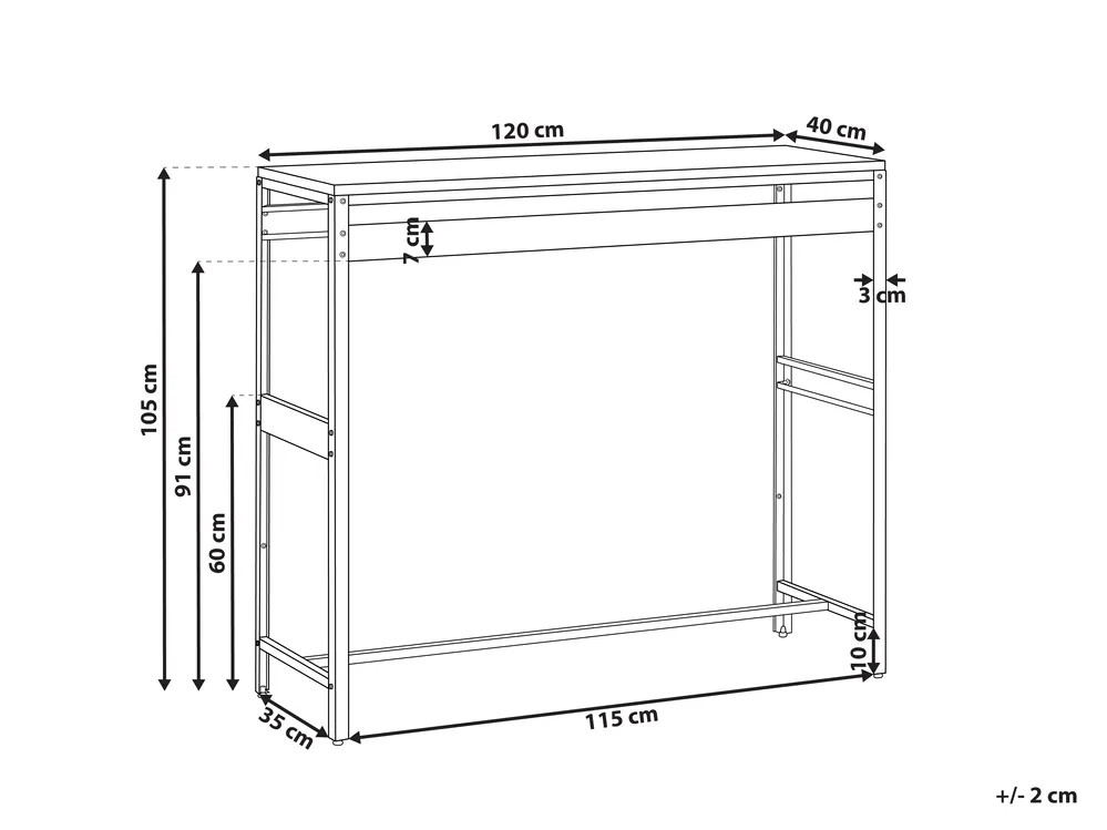 Stół barowy ogrodowy MAENZA 120 cm 40 cm Metal Biały_1045010
