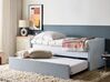 Łóżko wysuwane welurowe 90 x 200 cm jasnoniebieskie TROYES_837053