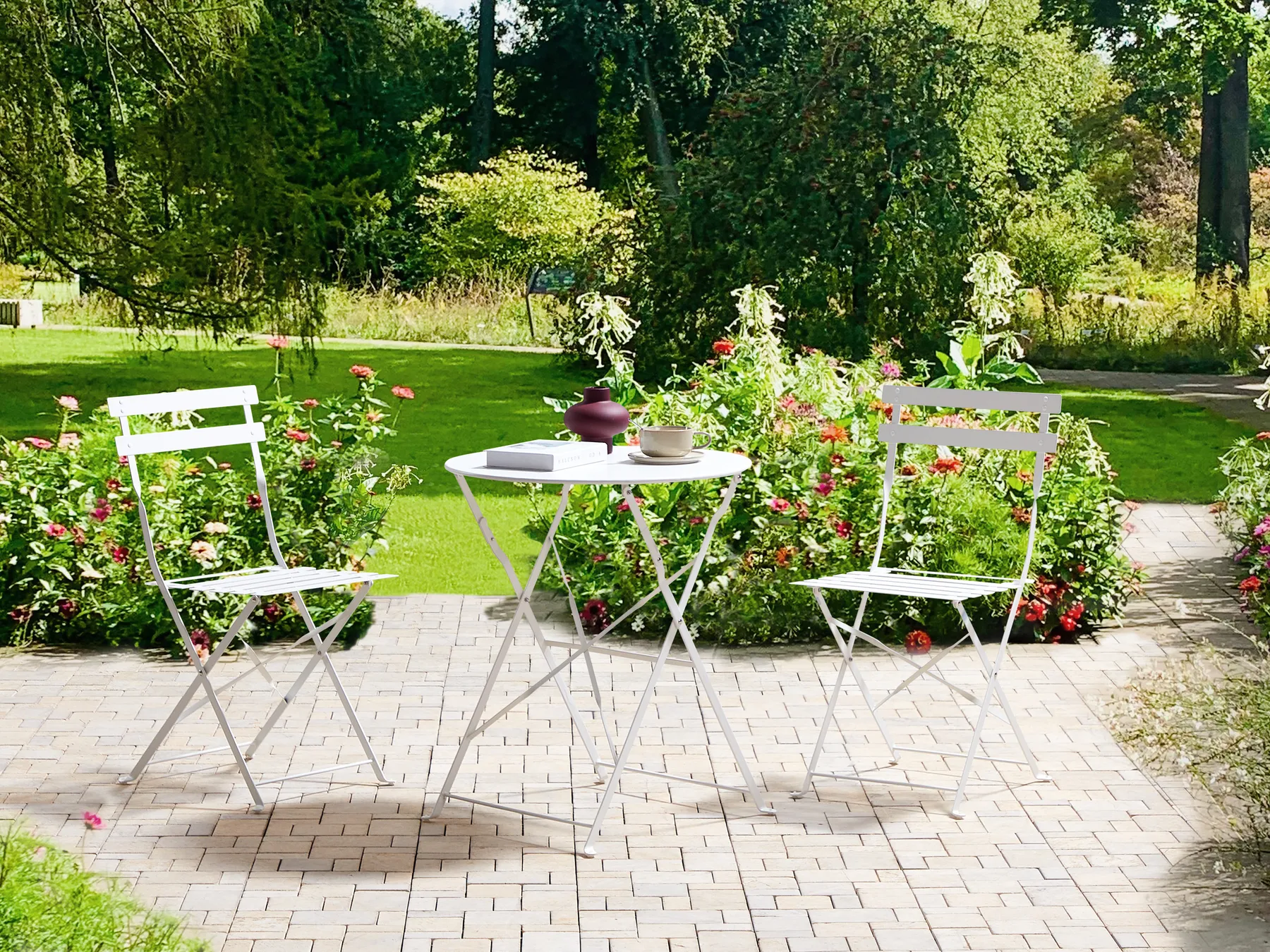 Bistro Set Folding FIORI Metal White_804825