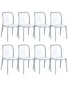 Set of 8 Garden Chairs White and Grey SPEZIA_901939