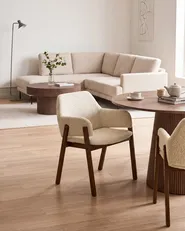 Set of 2 Dining Chairs ALBION Boucle Light Beige_1077538