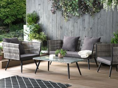 4 Seater PE Rattan Garden Sofa Set Grey RAGUSA