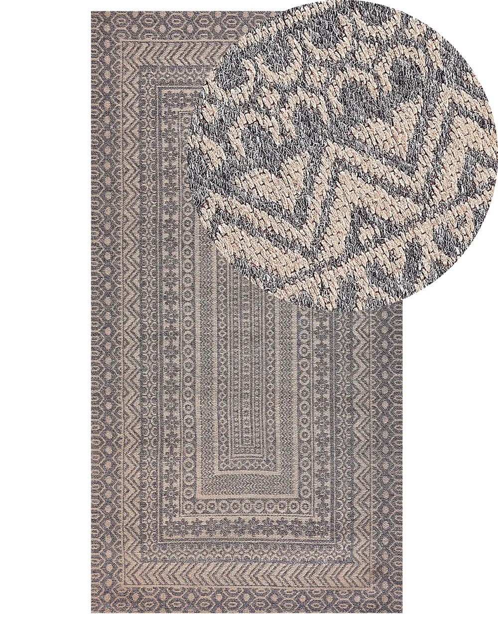 Szőnyeg BAGLAR Szürke 80 x 150 cm Juta zsákvászon_941778