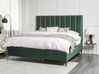 Sametová souprava nábytku postel 180 x 200 cm +2 noční stolky tmavě zelená SEZANNE_892554