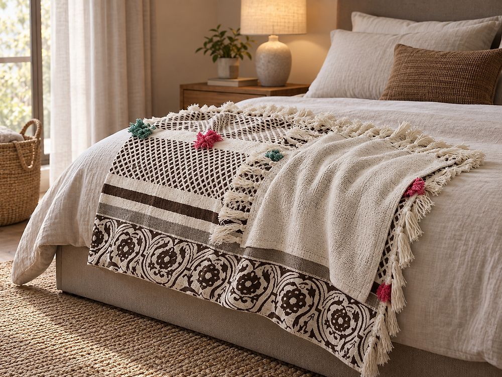 Blanket CHINSURAH Cotton 130 x 180 cm Brown