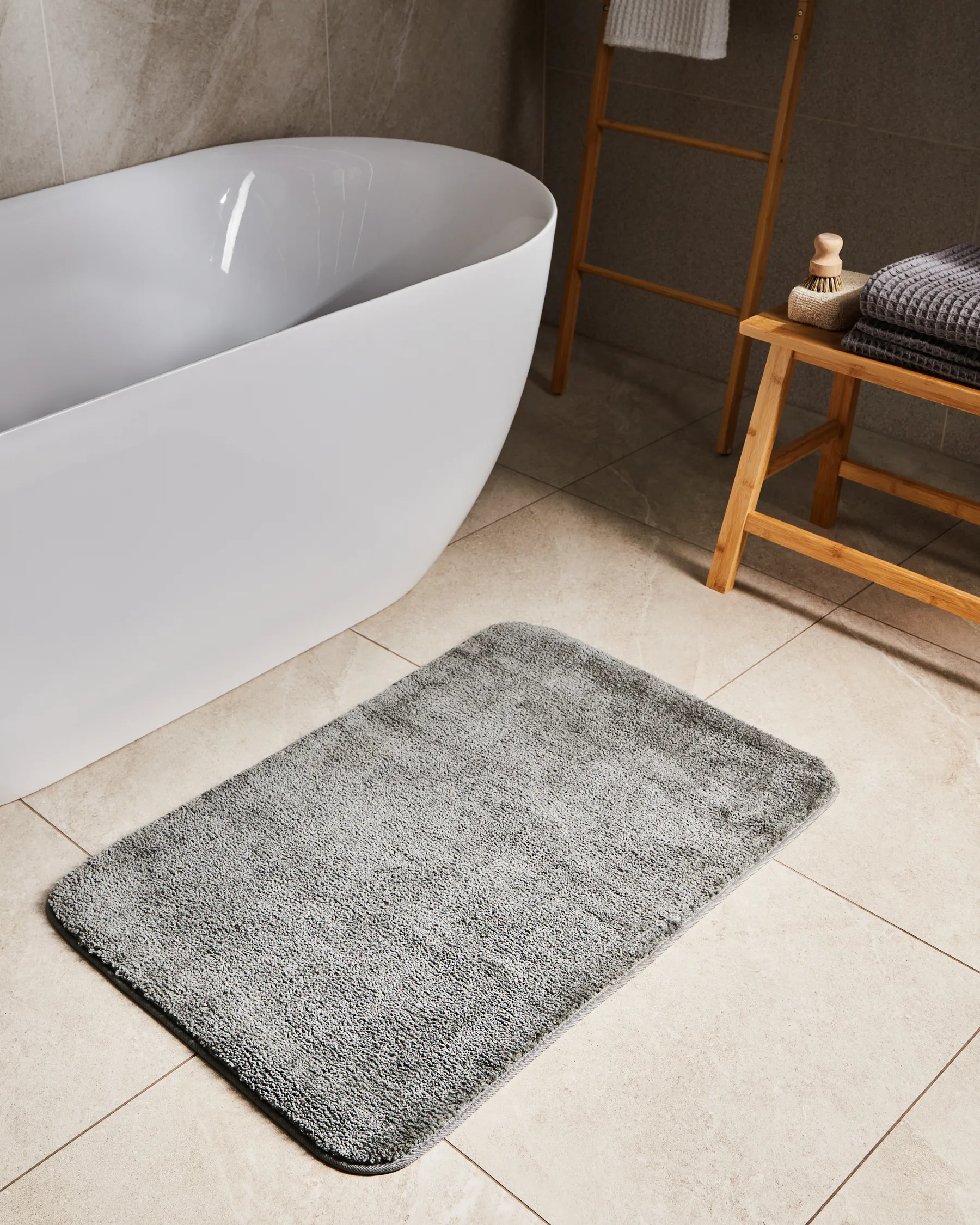 Bath Mat URLANA Grey 60 x 90 cm Microfibre_1024456