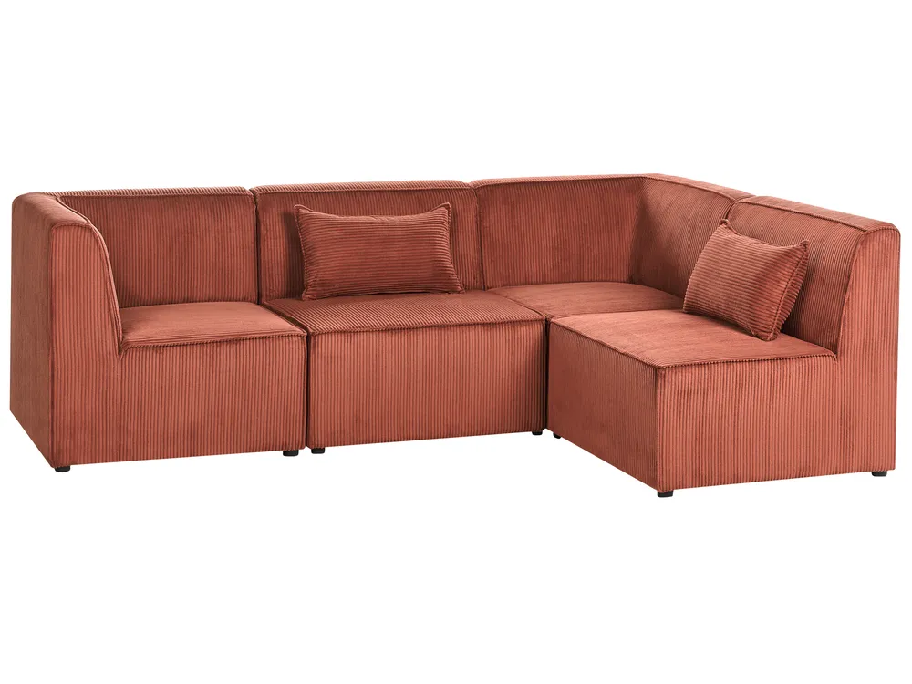 Modular Corner Sofa 4 Seater LEMVIG Corduroy Golden Brown Left Hand_1054901