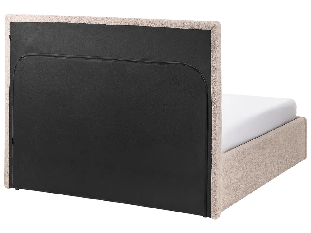 Ottoman Bed LORIENT Boucle Beige 140 x 200 cm (EU Double)_1040225