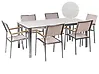 Conjunto de comedor exterior 6 plazas COSOLETO/GROSSETO Vidrio templado Efecto mármol Blanco/Beige